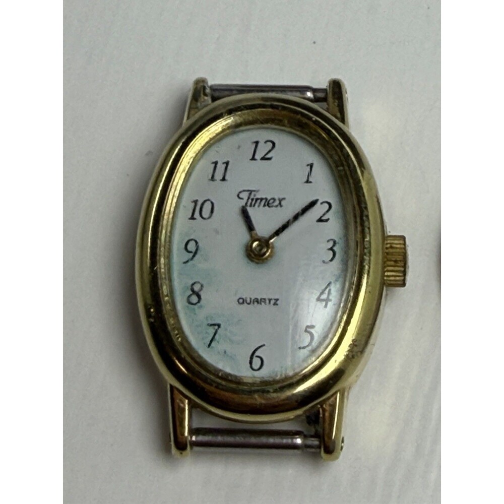 Timex Women’s Gold Tone Oval Quartz Watch CR1216 9mm Lugs Parts Repair